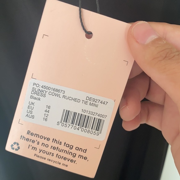 NWT MISSGUIDED Cowl Neck Ruched Tie Mini Dress - Picture 7 of 9